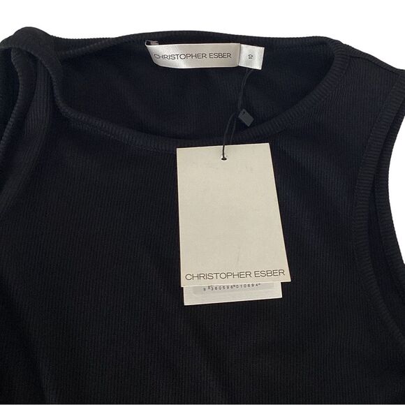 CHRISTOPHER ESBER NWT Size AU 10 US M Black Oblix Maxi Dress Cut Out Rib Knit - Picture 6 of 16